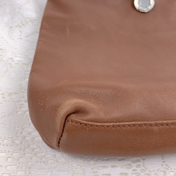 Vintage Ralph Lauren Leather Saddlers Handbag Brown Silver RL Green plaid Lined - Picture 14 of 16